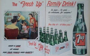 1950 vintage 7 up print ad. The fresh up family drink! - Picture 1 of 1