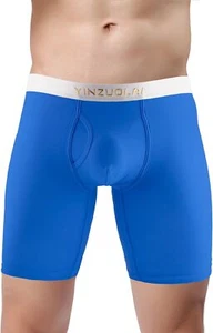 Men's Extra Support Long Leg Boxer Briefs Open Fly Big And Tall Underwear M-3XL - Picture 1 of 37