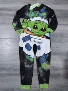 Star Wars Pajama Boys Medium 8 the Mandalorian Baby Yoda Blanket Sleeper - Picture 1 of 4