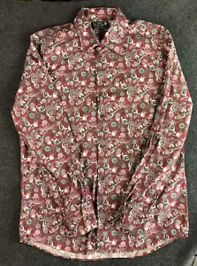 New & Lingwood Shirt Mens Burgundy 16” Floral Print Single Cuff - Picture 1 of 10