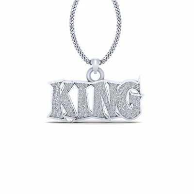 Iced Out King Pendant Locket Men Hip Hop Jewelry Created Diamond Sterling Silver - Image 1 of 4
