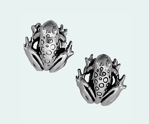 Frog Earrings Sterling Silver Posts Studs Tiny Mini Toad Animal - Picture 1 of 4