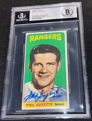 PHIL GOYETTE SIGNED 1964-65 TOPPS #87 NY RANGERS CARD BECKETT AUTO GRADE 10 049 - Image 1 of 2
