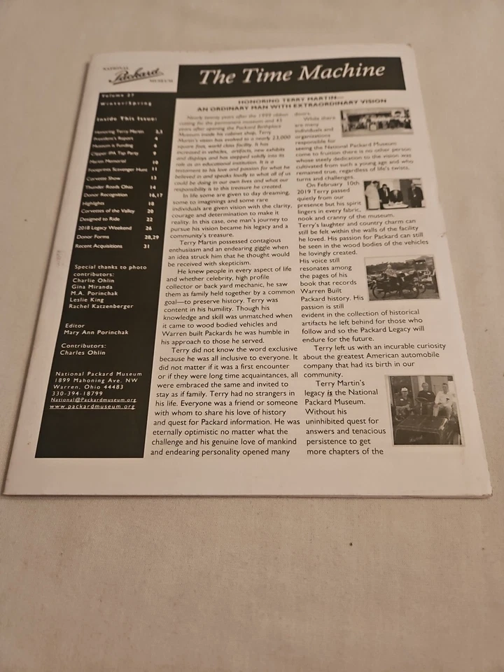 Boletín "Time Machine" de invierno/primavera 2019 - Museo Nacional Packard, Warren, Ohio Foto 1 de 4