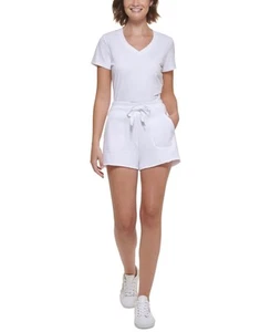 Calvin Klein Women Regular fit Drawstring Shorts XL / 5 White Solid - Picture 1 of 1