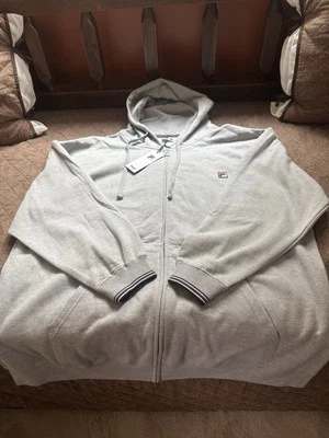 FILA Hombre Gris Cremallera Frontal Polar Sudadera con Capucha Grande y Alta 4XL Foto 1 de 4