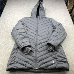 Spyder Jacket Womens XL Gray Hooded Quilted Puffer Long Parka Coat Winter Warm - Picture 1 of 9