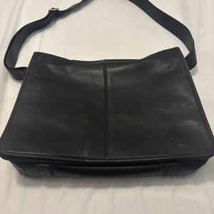Cole Haan Pebbled Black 100% Leather Messenger Bag Laptop Shoulder Strap Attaché - Picture 1 of 19