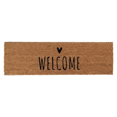 Fußmatte WELCOME natur mit schwarzer Schrift und Herz 75x22cm Kokos PVC MC259 - Bild 1 von 2