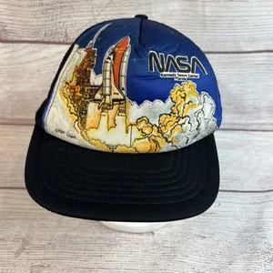 Vintage NASA Kennedy Space Center Florida 3D Puffy Foam Trucker SnapBack Hat Cap - Picture 1 of 13