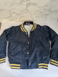 Vintage Kids Size 6 Snap Jacket Windbreaker Classic Navy Yellow - Picture 1 of 5