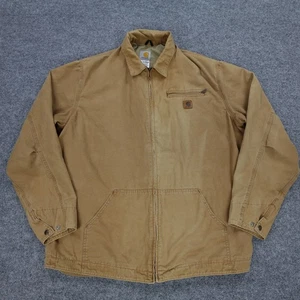 Carhartt Jacket Mens XL Tall Brown Duck Canvas Full Zip Workwear J109 BRN YKK - Picture 1 of 20