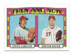 2021 Topps Heritage TN-10 Carlton Trevor Bauer Then and Now Insert - Picture 1 of 2