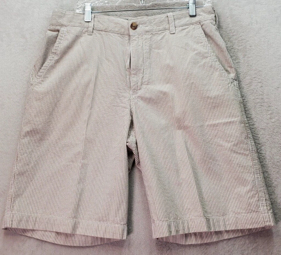 Pantalones Cortos Chinos IZOD Para Hombre Talla 33 Blanco Tostado A Rayas 100% Algodón Bolsillos Cortados Foto 1 de 4