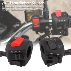 Motorcycle 7/8" Handlebar Horn Turn Signal Headlight Electrical Start Off Switch - Picture 1 of 8