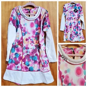 Pink Dot Girls Dress With Chain - Picture 1 of 7
