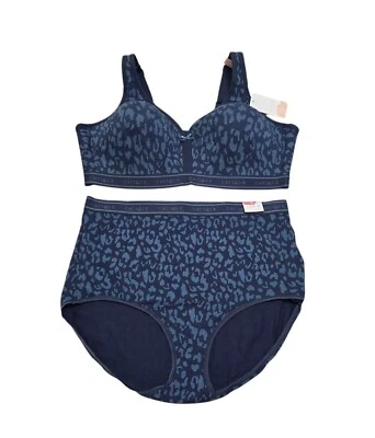 Sujetador con estampado de guepardo cacique 42D y calzoncillos de cintura alta de algodón talla 18/20 conjunto de 2 piezas Foto 1 de 4