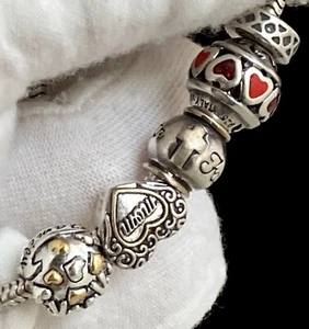 Sterling Silver Charm Bracelet 8” KAY JEWELERS Heart Mom Family Faith 925 Italy - Picture 1 of 20