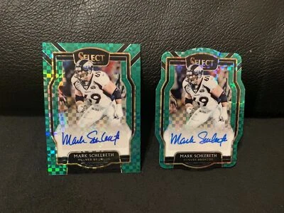 (2) MARK SCHLERETH 2018 PANINI SELECT AUTO AUTOGRAPH GREEN PRIZM & DIECUT SSP#/5 - Image 1 of 4