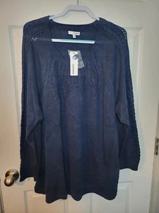 Sonoma 4x Sweater Womans Plus Blue Pullover Long Sleeve - Picture 1 of 7