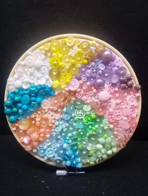 6"Embroidery Hoop Frame With Floral Design Pastel Wall Decor Handmade #5 - Image 1 of 4