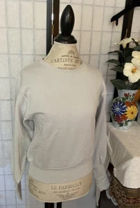 Zara NWT Women’s S Balloon Sleeve Soft Fleece-Backed Cotton Crop Sweatshirt - Picture 1 of 11