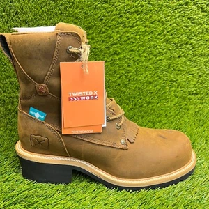 Twisted X Logger 8" Mens Size 8.5D Brown Outdoor Leather Composite Toe Boots - Picture 1 of 10