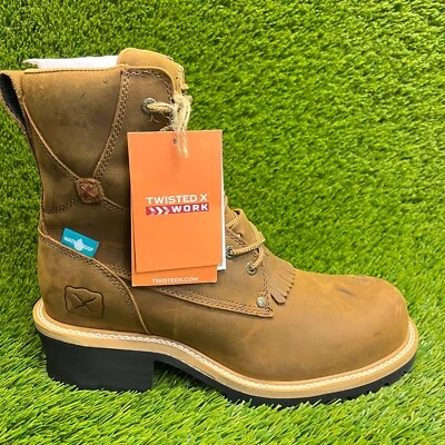 Twisted X Logger 8" Mens Size 8.5D Brown Outdoor Leather Composite Toe Boots - Image 1 of 4