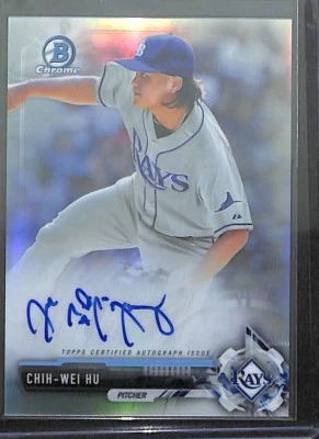 2017 Bowman Chrome Refractor Autograph #CPA-CHW Chih-Wei Hu No 461 of 499 - Image 1 of 2