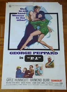 P.J. Póster original de la película 1968 de una hoja George Peppard como PJ DETWEILER 41 X 27 - Imagen 1 de 7