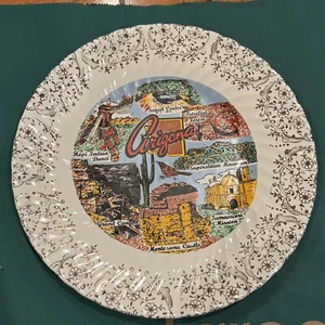VTG Souvenir Display Plate Arizona State Gold Trim Grand Canyon Montezuma Castle - Picture 1 of 10
