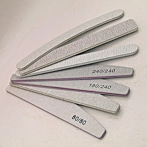 80/100/180/240 GRIT NAIL FILES PROFESSIONAL QUALITY HALF MOON/CURVED/DIAMOND - Picture 1 of 8