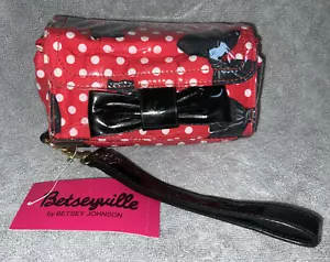 Betseyville Betsey Johnson wristlet Betsey Red Polka Bow PVC Polka dot NEW - Picture 1 of 20