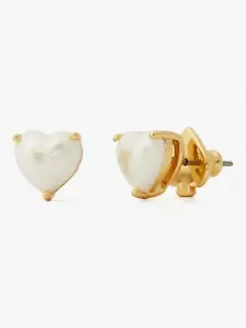 NWT Kate Spade My Love Heart Stud Earrings Pearl Gold Plated - Picture 1 of 6