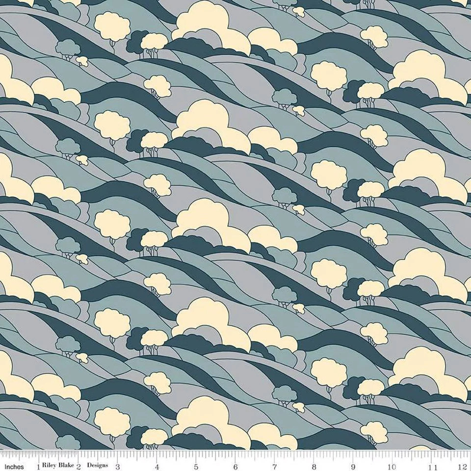 Ткани Liberty 1/4 ярда Woodland Walk Misty Morning Hillside A - Изображение 1 из 1