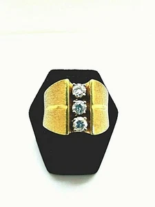 14 Karat Yellow Gold Mens Ring With Diamonds. - Picture 1 of 5