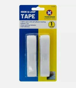 TIRA DE CINTA AUTOADHESIVA VALCRO GANCHO Y BUCLE 20mm x 1M BLANCO HOGAR HOBBY ARTESANÍA - Imagen 1 de 2