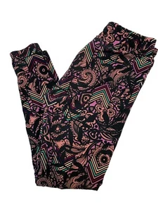 Lularoe TC Tall Curvy Paisley Purple And Arrows Tights - Picture 1 of 1