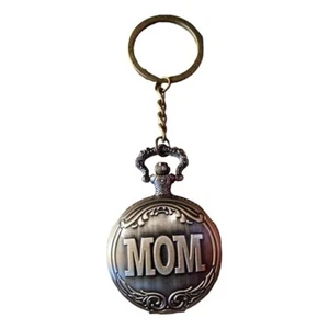 MOM Pocket Watch Keychain – Vintage Style Metallic Designer Clock Key Ring - Picture 1 of 3