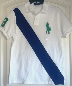 Polo Ralph Lauren Men's Big Pony Mesh Polo Shirt S White Multi "stains" SE2123 - Picture 1 of 4