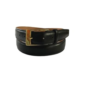 Black Italian Leather Brass Hardware Men's Belt Size 36 - Bild 1 von 9