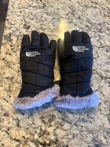 Girls North Face Winter Gloves Black/Grey Size S 5-6 - Picture 1 of 2