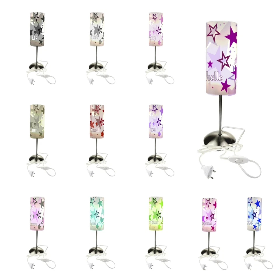 Kinderzimmer Leuchte Tischleuchte Nachttischlampe personalisiert  Sterne - Bild 1 von 4