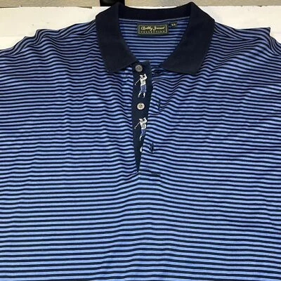 BOBBY JONES коллекции дизайнерский гольф рубашка-поло мужской XL в полоску синий  - Изображение 1 из 4