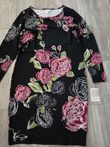 Lularoe Elegant Debbie Dress Black Red Roses Gold Green Leaves New Rare 2XL - Picture 1 of 6