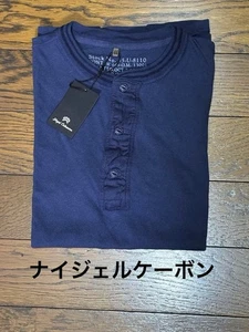 Camiseta Nigel Cabourn/Henry/Hecha en Japón/Azul marino - Imagen 1 de 6