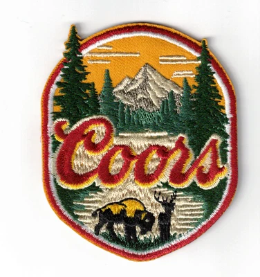 Coors Colorado Mountains Beer Vintage Red 3x2.5in Embroidered Sew/Iron-on Patch - Image 1 of 2