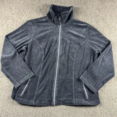 Chicos Zenergy Mujer 3 XL Terciopelo Cremallera Completa Chaqueta Gris Adornada Atletismo Foto 1 de 4