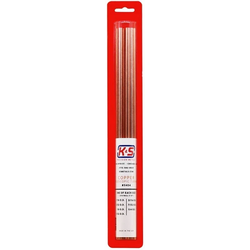K & S Metals Round Copper Telescopic Tubing Assortment 12in Long x .014 KSM3404 - Image 1 of 1