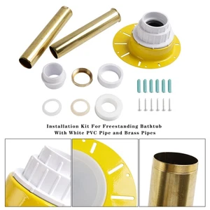 Kit de instalación para bañera independiente con tubo de PVC blanco y tubos de latón. - Imagen 1 de 18